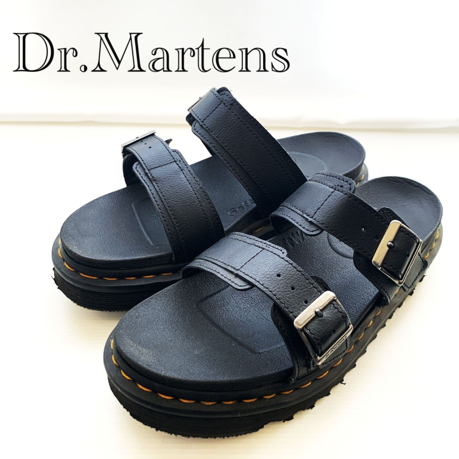 Dr.Martens ドクターマーチン マイルス MYLES AW006 フッドベッド レザー バックルストラップ サンダル UK8 ブラック メンズ ファッション _218068