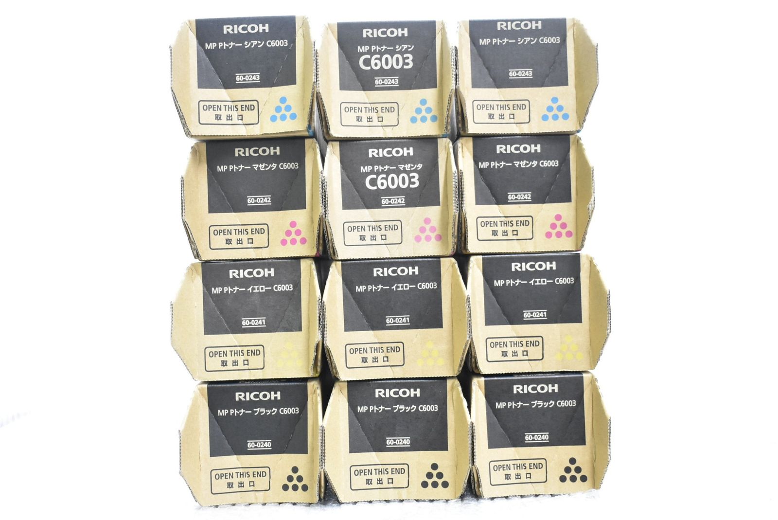 未使用 RICOH 純正 トナー C6003 4色12本（シアン・マゼンタ・イエロー・ブラック×各3） リコー ITFU8VZDP4QO-D-N195-byebye