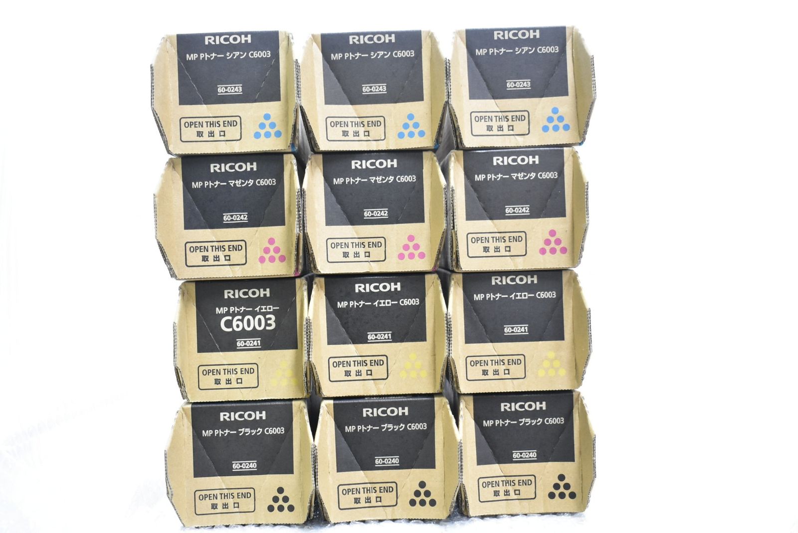 未使用 RICOH 純正 トナー C6003 4色12本（シアン・マゼンタ・イエロー・ブラック×各3） リコー IT0183TDZBV8-D-N195-byebye