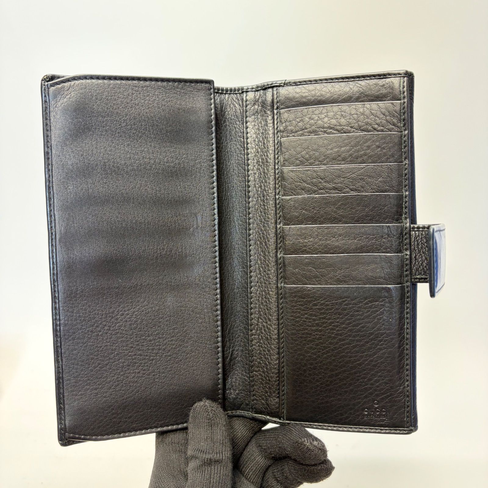 4456 GUCCI グッチ 長財布 インターロッキング ブラック レザー W