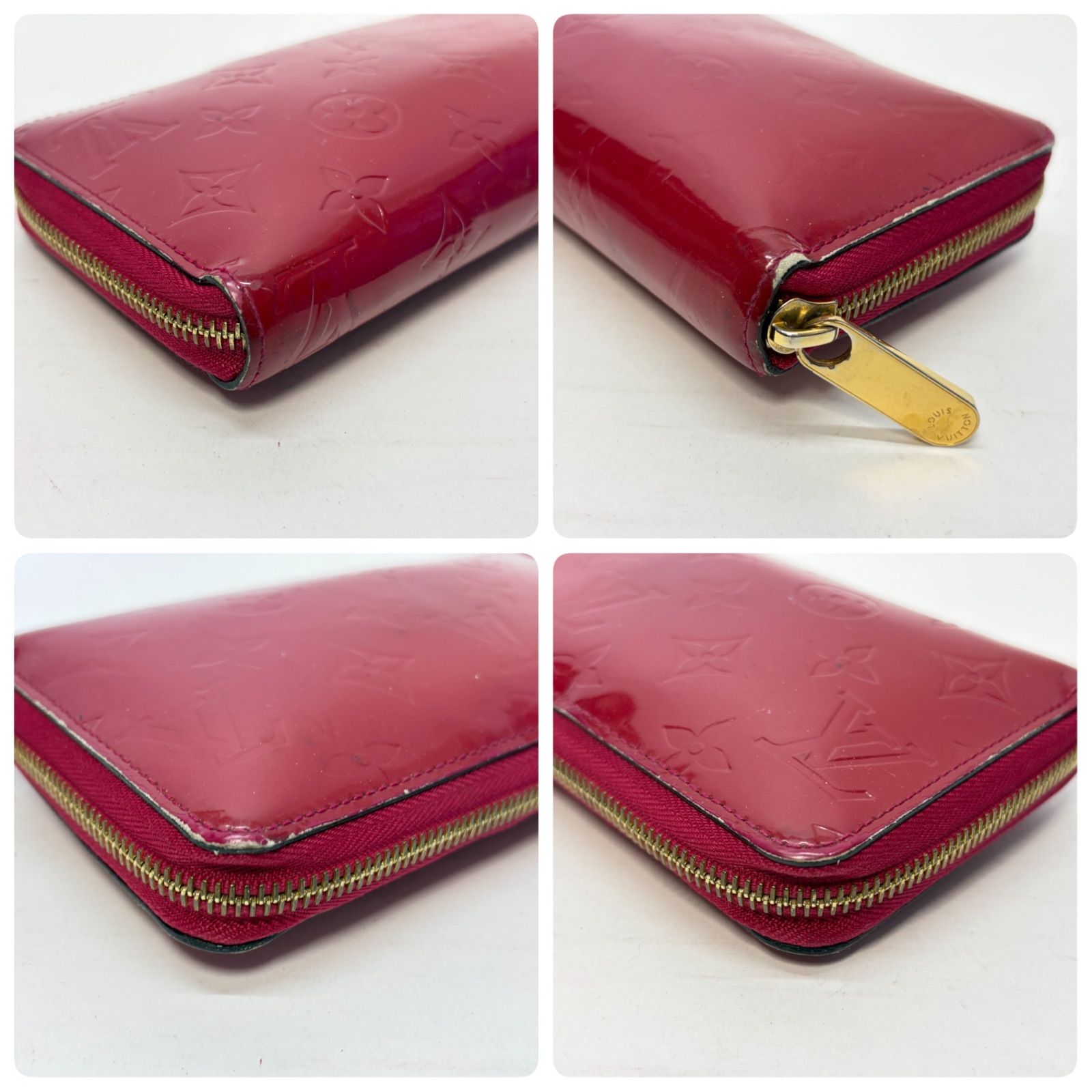 4261 LOUIS VUITTON ルイヴィトン ヴェルニ 長財布 レッド ラウンド 