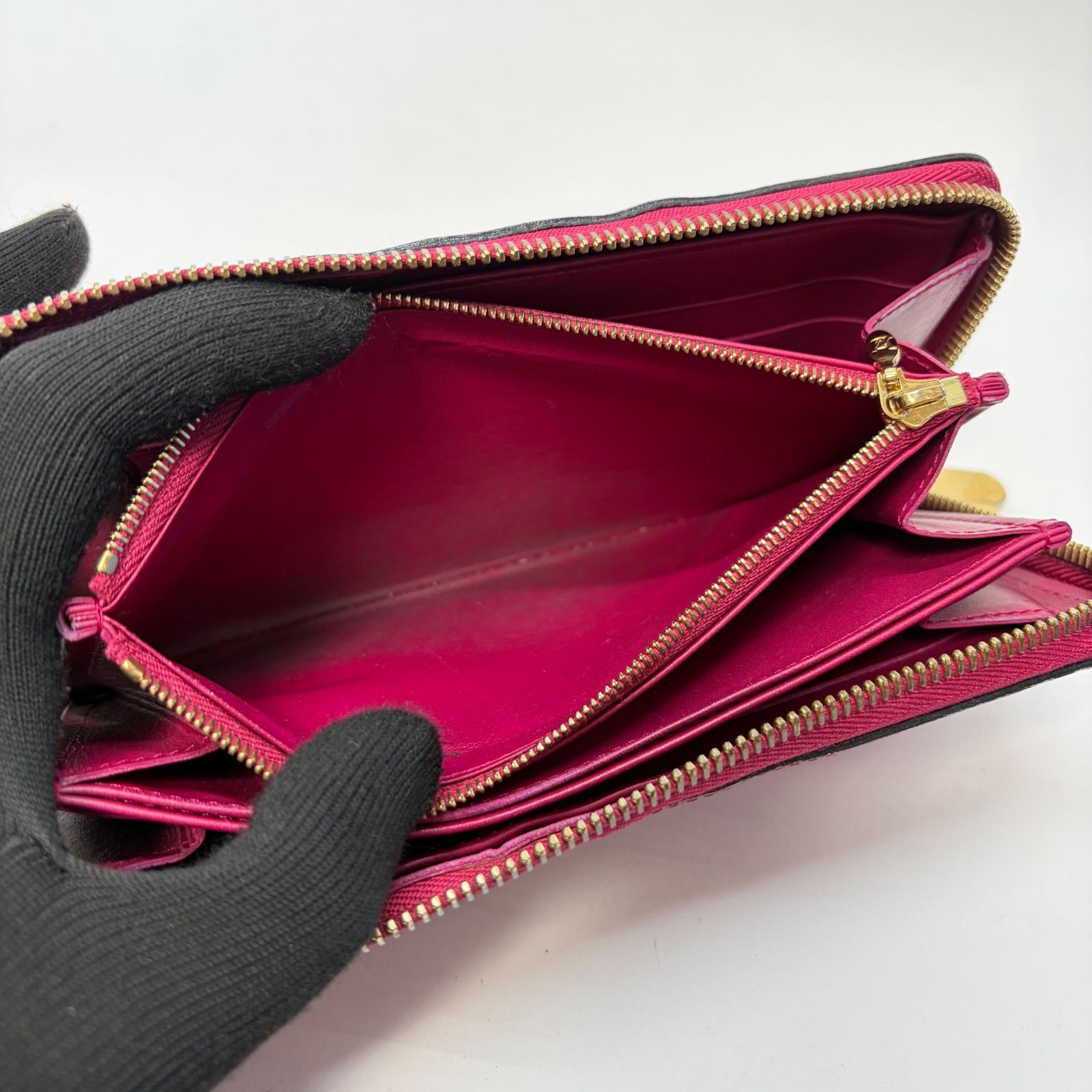 4261 LOUIS VUITTON ルイヴィトン ヴェルニ 長財布 レッド ラウンド 