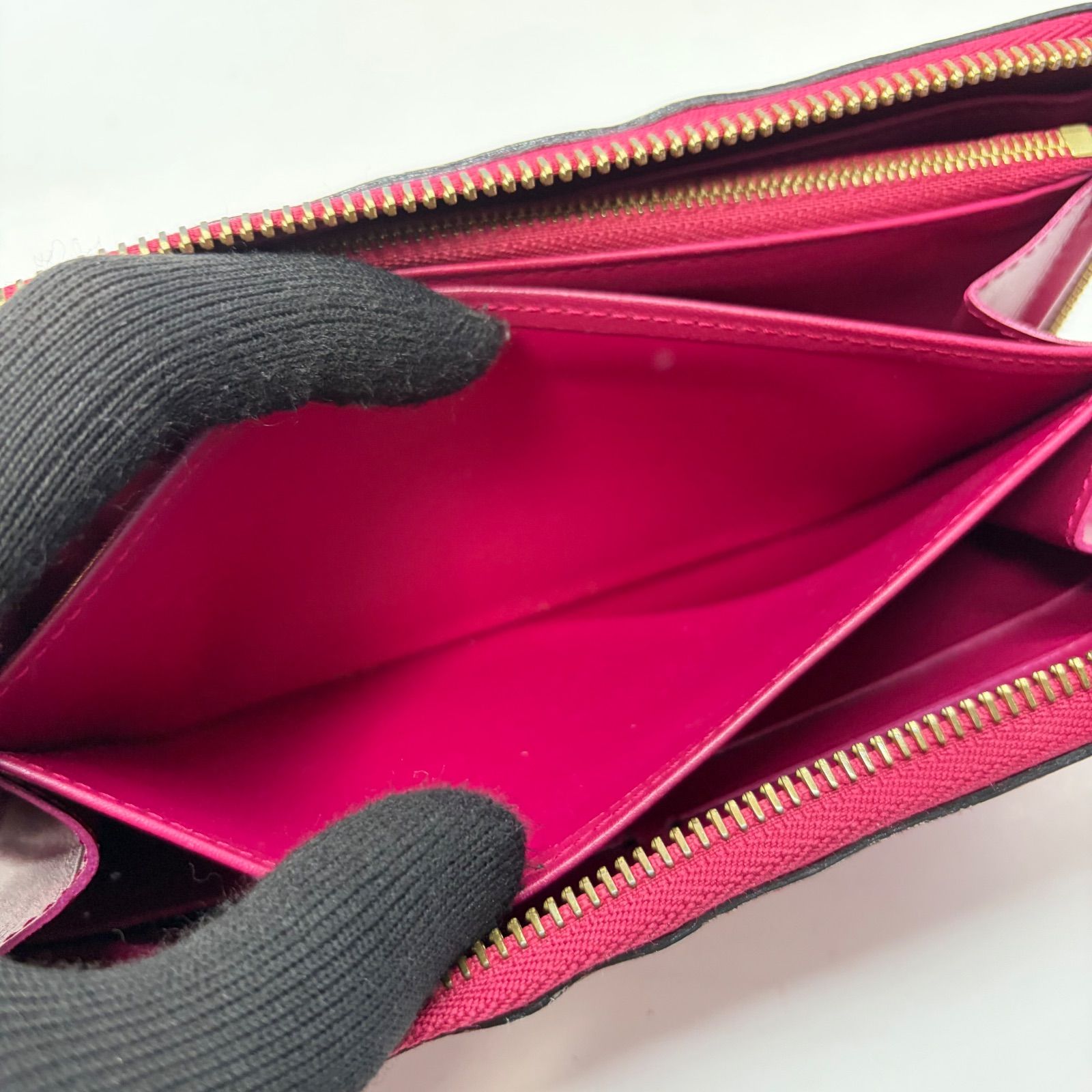 4261 LOUIS VUITTON ルイヴィトン ヴェルニ 長財布 レッド ラウンド 
