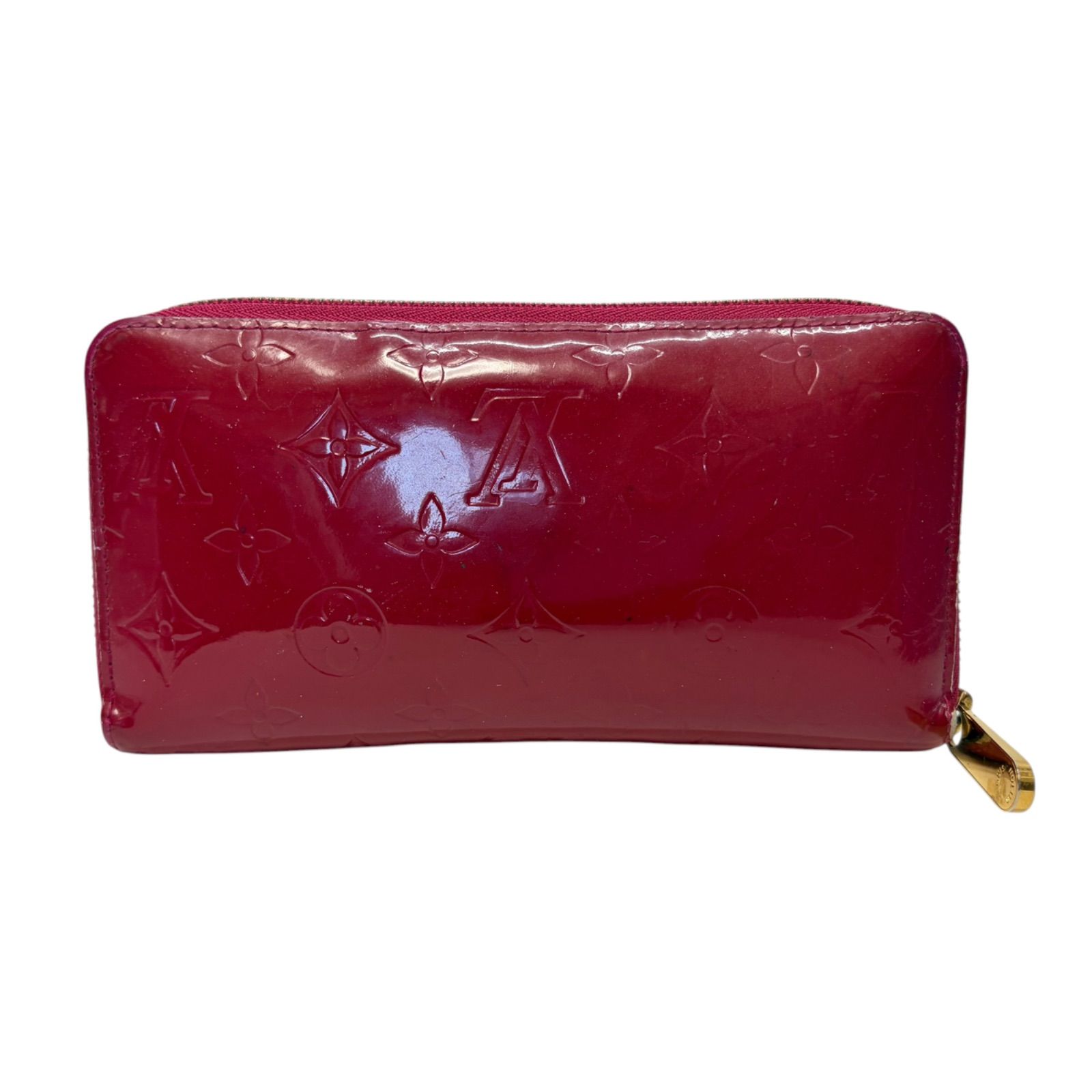 4261 LOUIS VUITTON ルイヴィトン ヴェルニ 長財布 レッド ラウンド 
