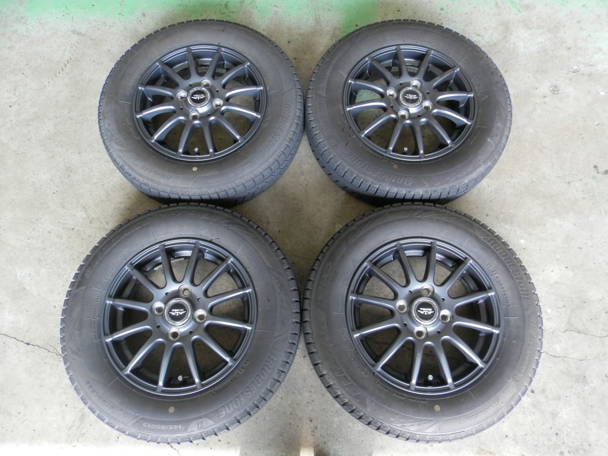 ワゴンR TEAD 13インチ 社外アルミホイール付スタッドレスタイヤ 4本SET 145/80R13 2021年製 4.0J +45 4H 100 73φ