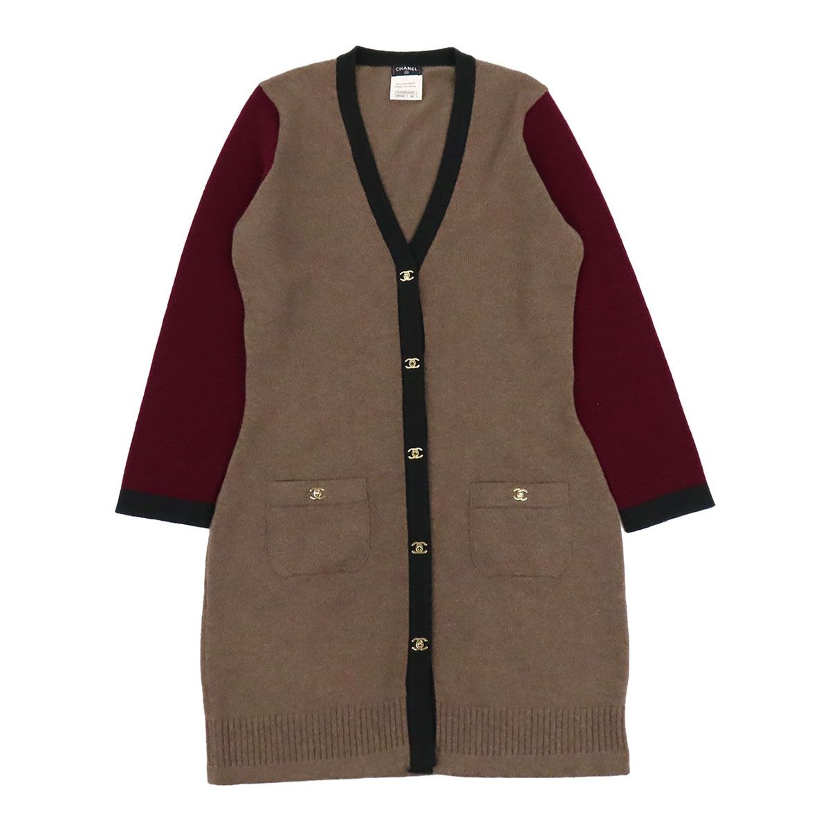 シャネル ココマーク ターンロック カシミヤ ロング カーディガン P42029K03200 レディース ブラウン ボルドー グリーン CHANEL【中古】 【アパレル・小物】