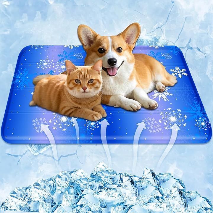 Paerduo ペット用冷却マット 二重構造 防水加工 クールマット 犬・猫用 八つ折り畳めるひんやりマット 無害ジェル 接触冷感 冷却ジェルマット 省エネ 水洗い可 熱中症対策 小・中型犬 人間用にも (ブルー, 2XL(80x120cm))