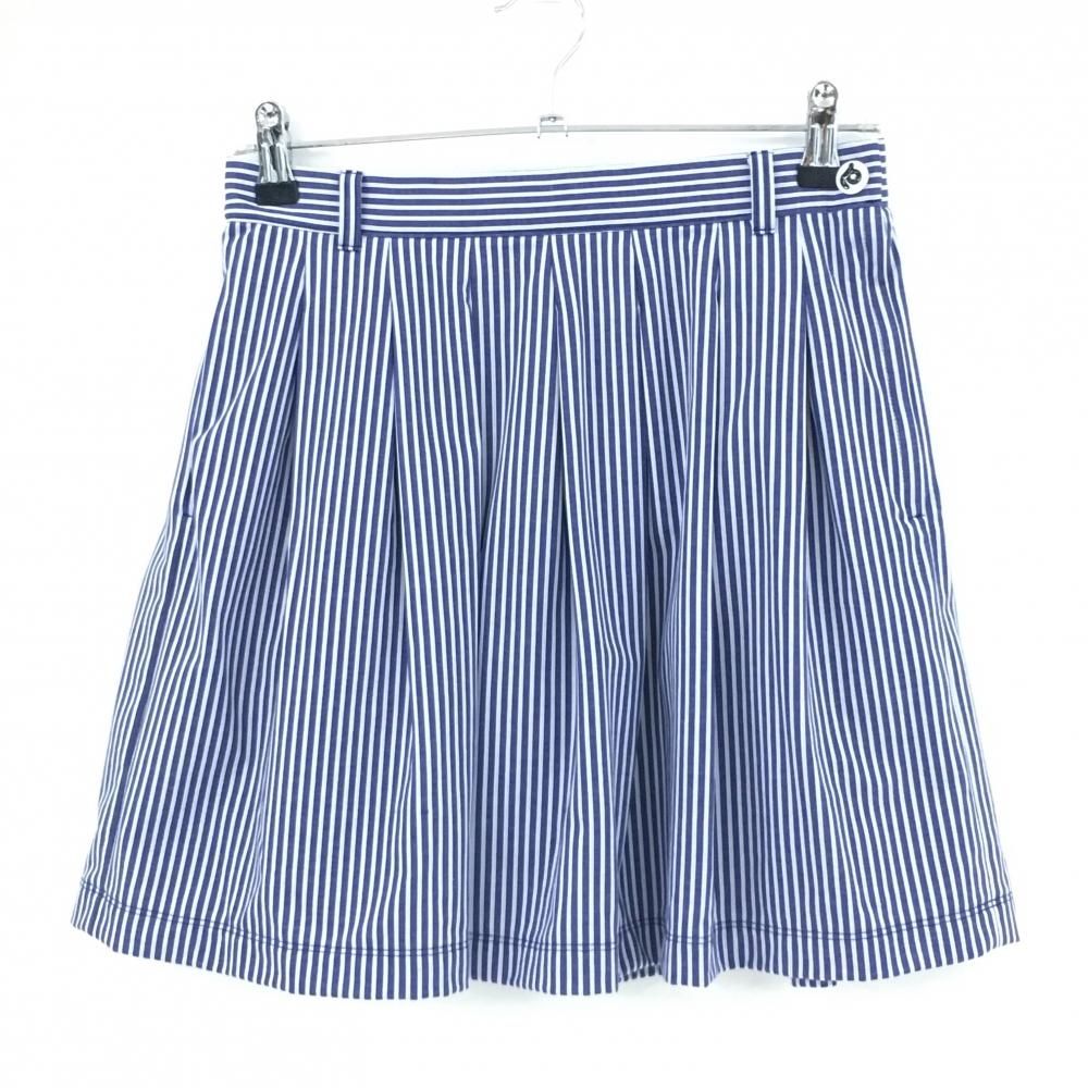 【超美品】アルチビオ スカート 白×ネイビー ストライプ メッシュ裏地付 ストレッチ レディース 40(L) ゴルフウェア archivio