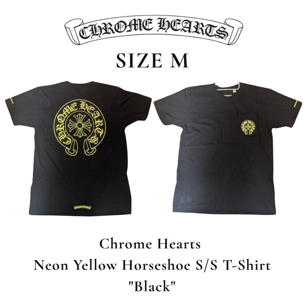 希少☆【CHROME HEARTS】ネオンイエロー ホースシュー Tシャツ Mサイズ