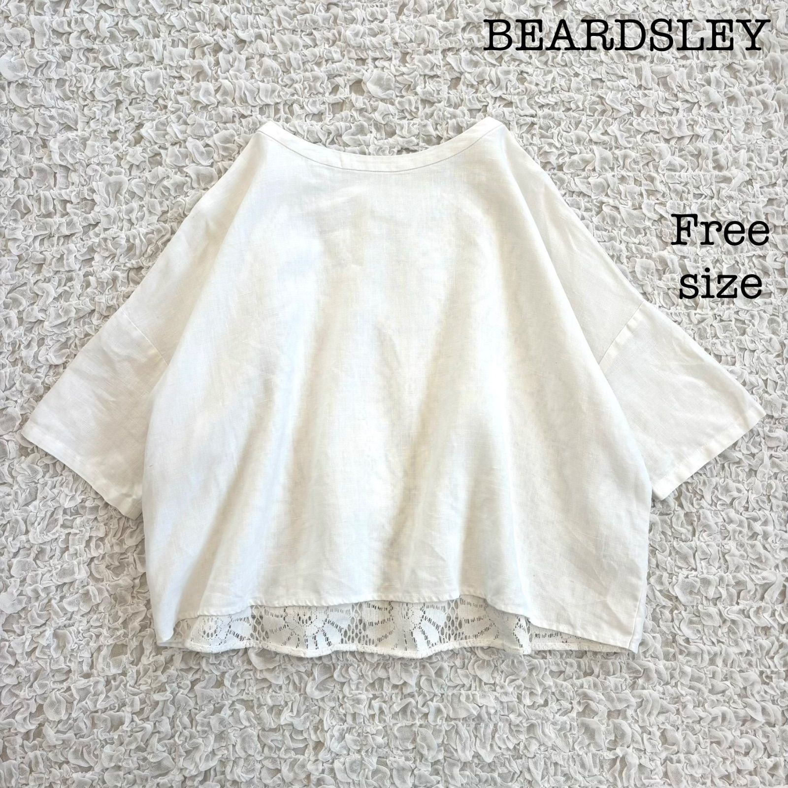 BEARDSLEY 新品✨ビアズリー 袖レース ブラウス 白 BEARDSLEY 