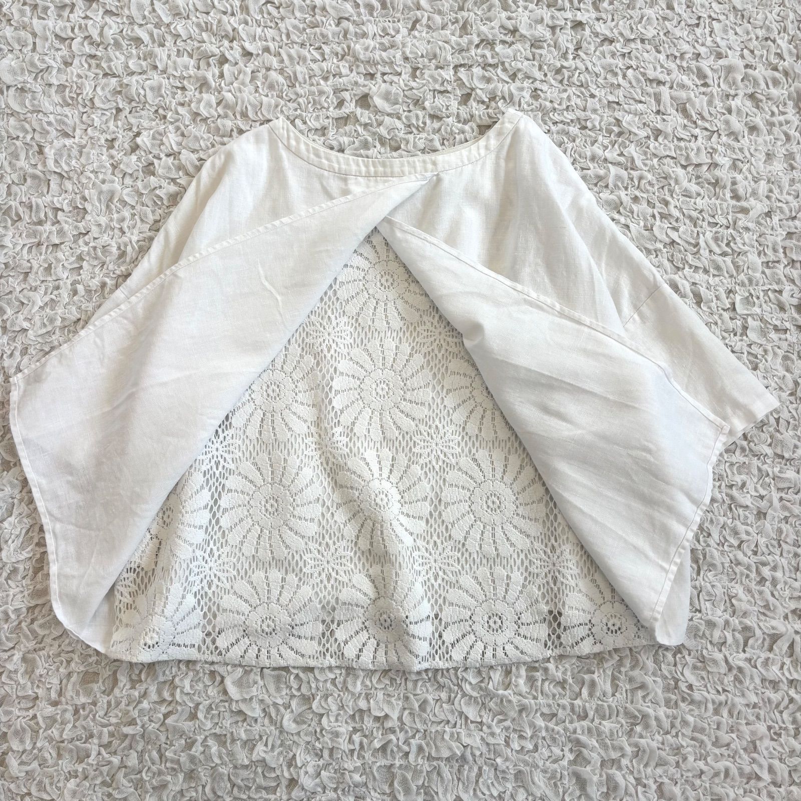 BEARDSLEY ビアズリー レースコンビフレンチリネンプルオーバー