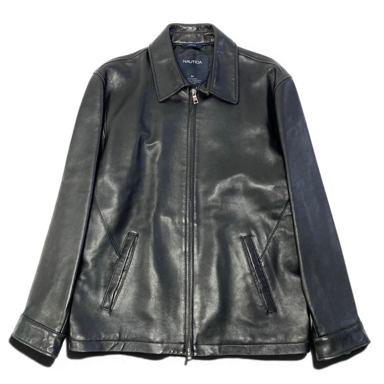 26e11 《美品》 NAUTICA ノーティカ レザージャケット サイズM / L相当 