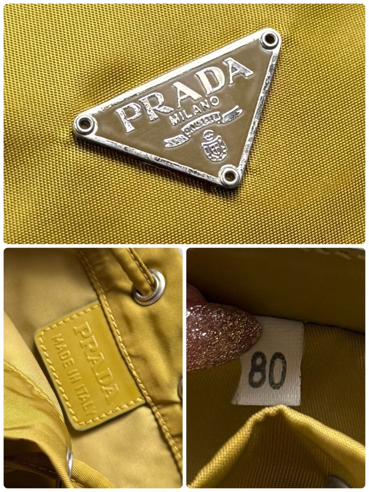 PRADA プラダ 三角ロゴプレート ナイロン 巾着バッグ ハンドバック