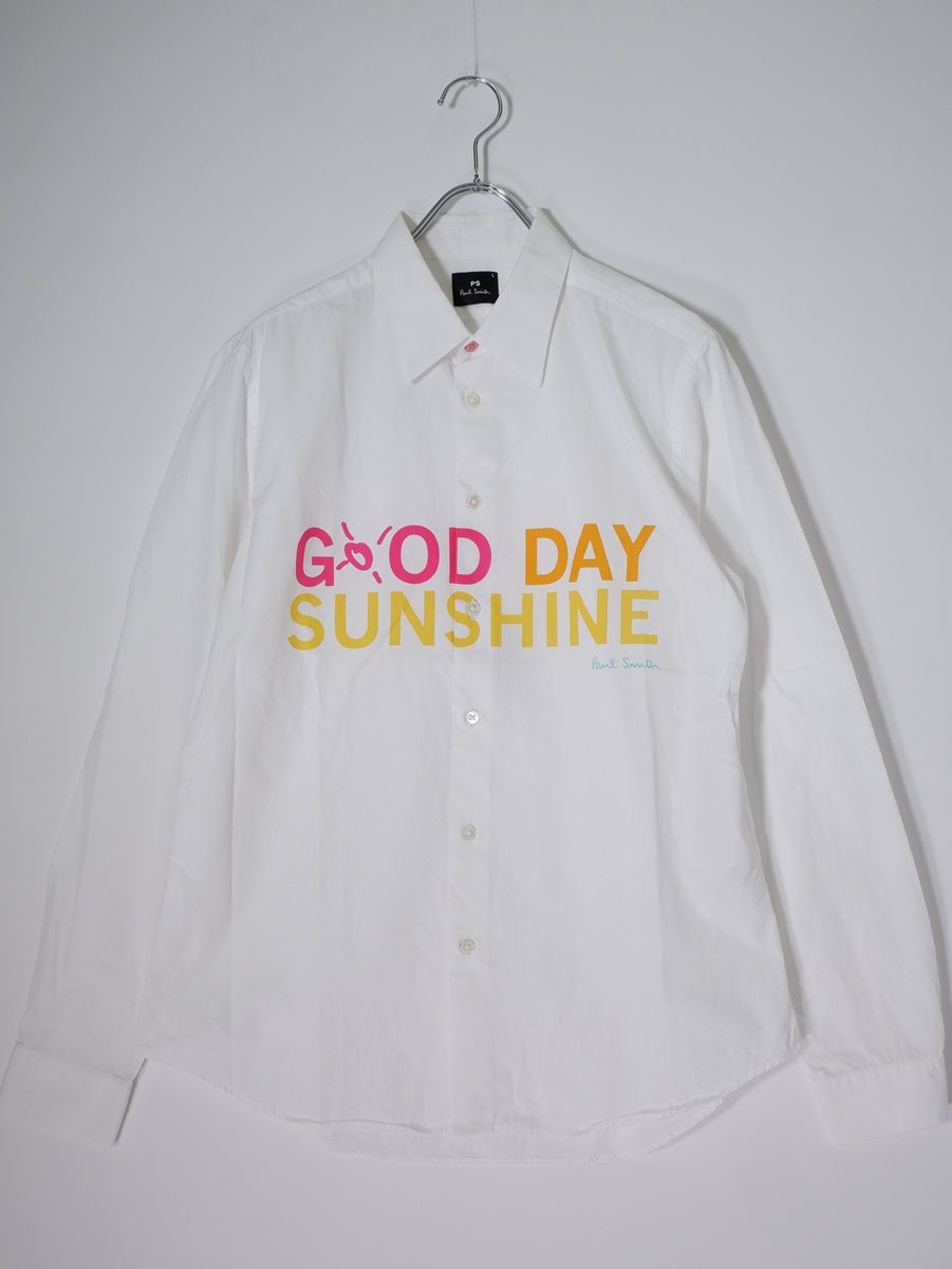 PS Paul Smithピーエス ポールスミス Quotes by Paul PRINT SHIRT GOOD DAY SUNSHINE プリント シャツ【L】【MSHA81622】