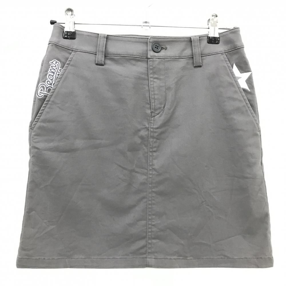 【超美品】ビームスゴルフ スカート グレー ロゴ白 ストレッチ レディース S ゴルフウェア BEAMS GOLF