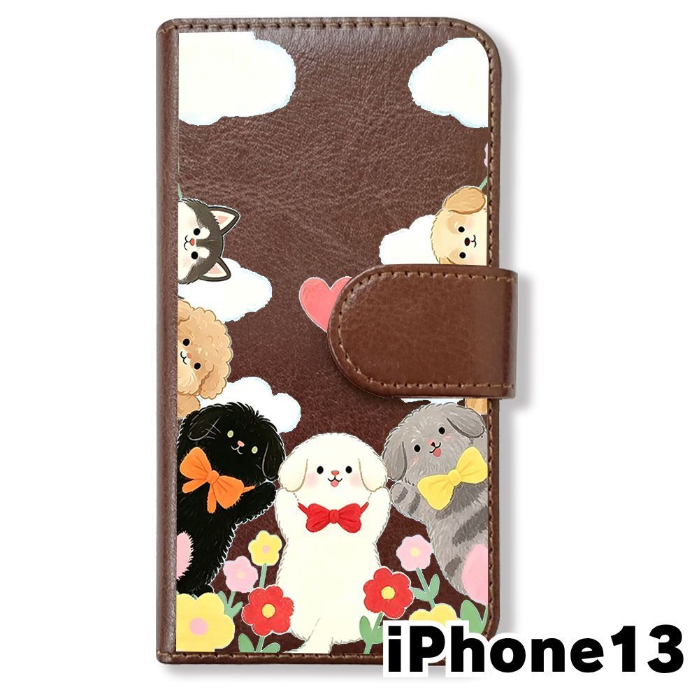 新品未使用】 iPhone13 手帳型スマホ ケース カバー (色：ブラウン