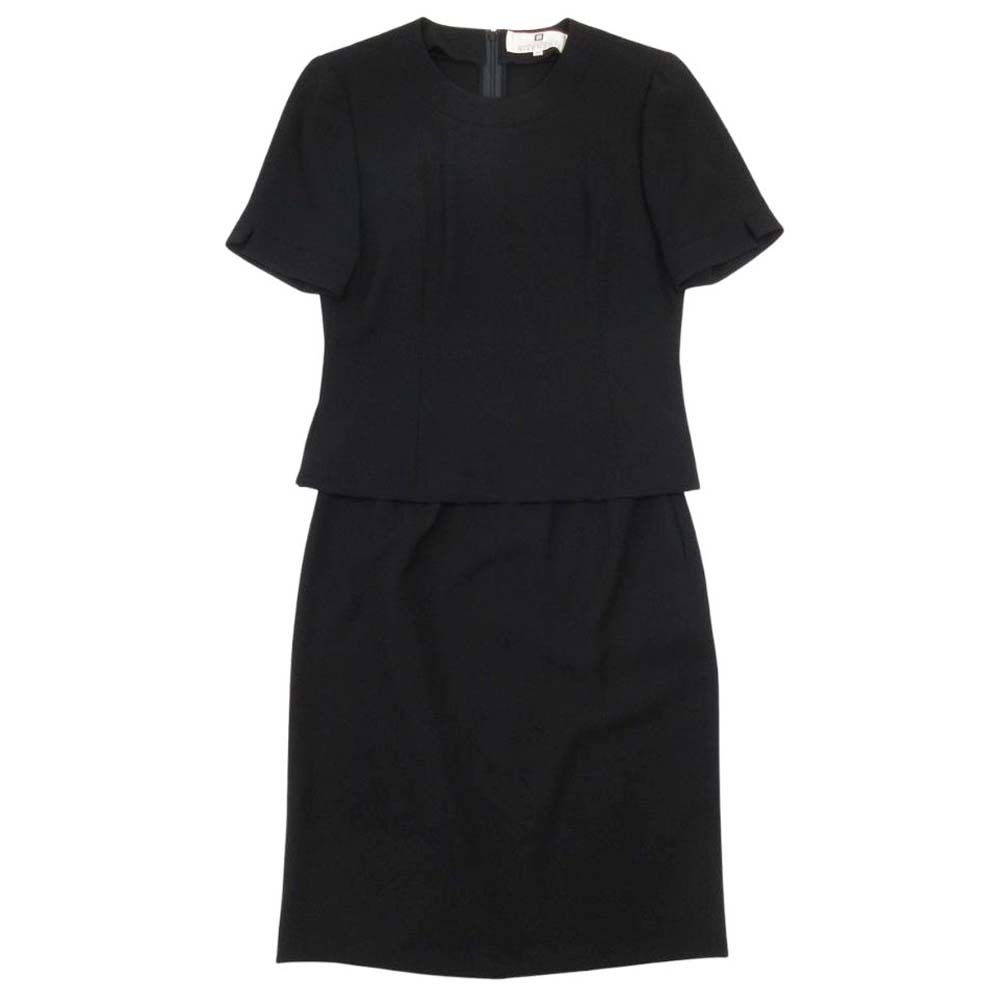 美品 GIVENCHY HI FORMAL ジバンシィ 東京ソワール 礼服 フォーマル セットアップ 半袖トップス セミタイト スカート 12 黒 ブラック レディース 古着 中古 USED