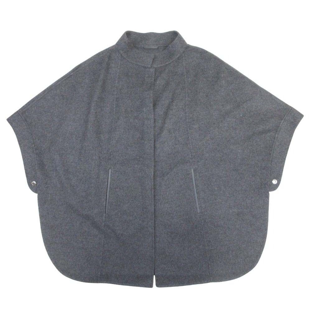 新品同様 Loro Piana ロロピアーナ ザルツブルグ ケープ ポンチョ 羽織 ブルゾン アウター カシミヤ メルトン レザートリム ダークグレー レディース 古着 中古 USED 142,125円