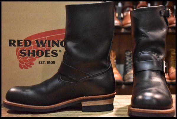 【9.5D 箱付 美品 10年】レッドウィング 2268 エンジニア 黒 ブラッククローム スチールトゥ ブーツ redwing HOPESMORE【GE127】