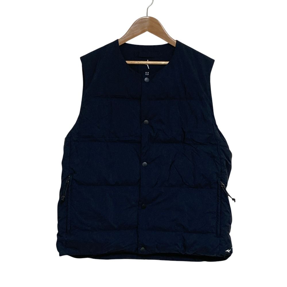 美品 23AW MARGARET HOWELL MIZUNO マーガレットハウエル ミズノ SUPER LIGHT WEIGHT NYLON POPLIN ダウンベスト サイズM ネイビー レディース 古着 中古 USED