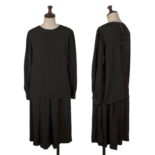 イブサンローラン×アルファキュービックYves Saint Laurent×ALPHA CUBIC シルクドットジャガードセットアップ 黒36