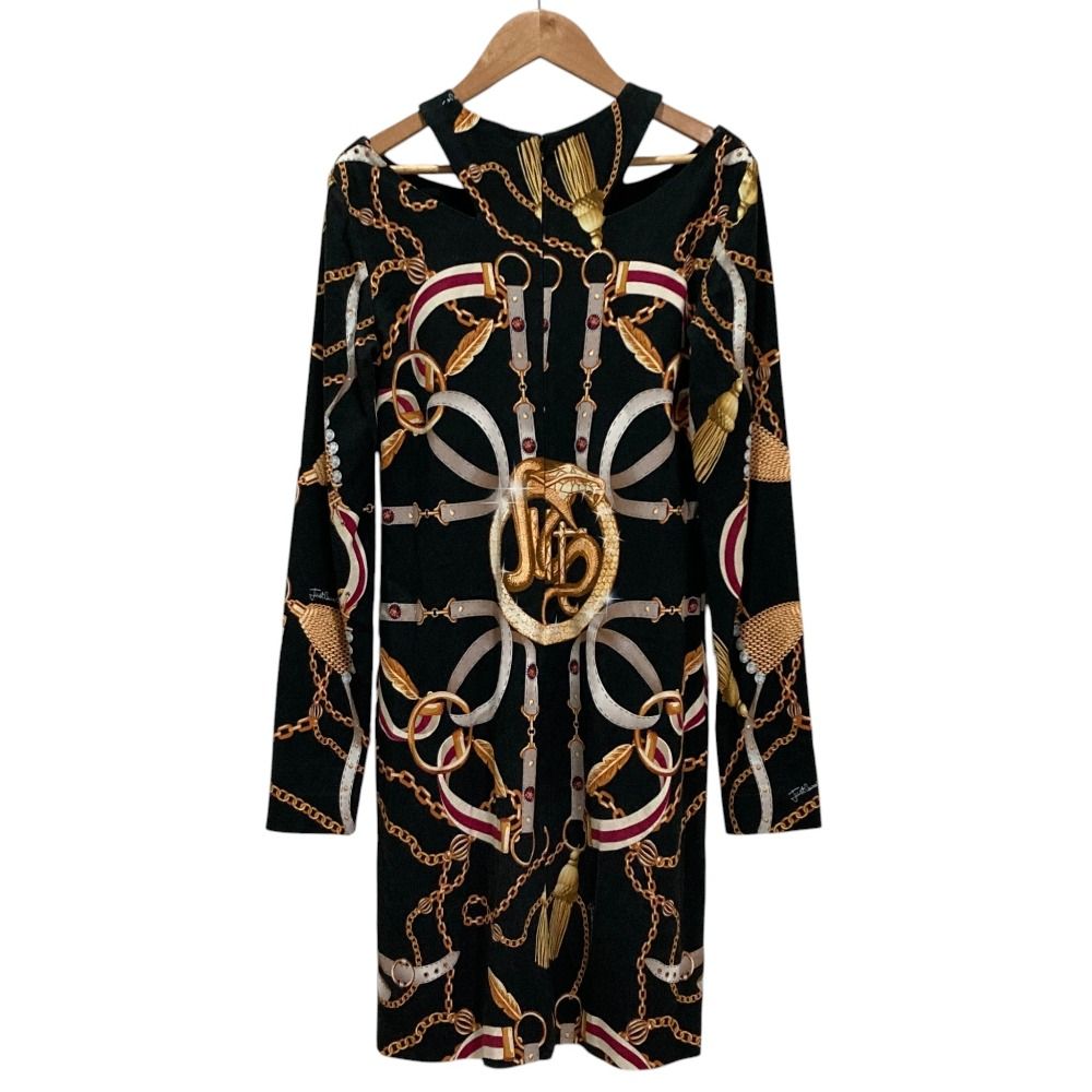 【未使用品】Just Cavalli ワンピース 38 良品 Just Cavalli ジャストカヴァリ オープンショルダー チェーン
