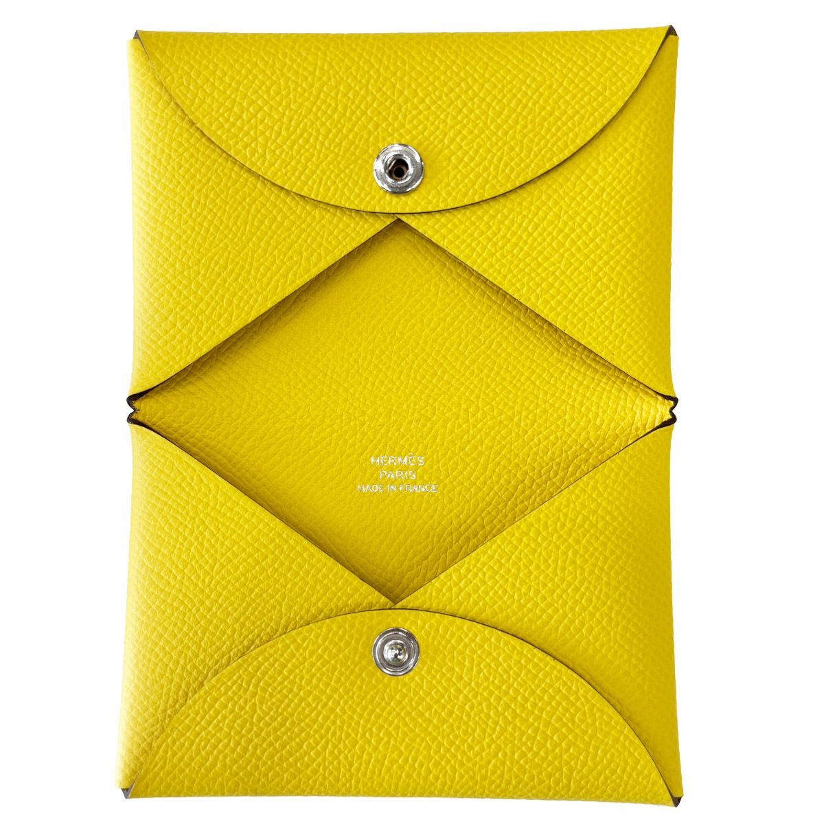 【中古】 エルメス カードケース 名刺入れ カルヴィ 黄色 イエロー U刻印 HERMES （4638）