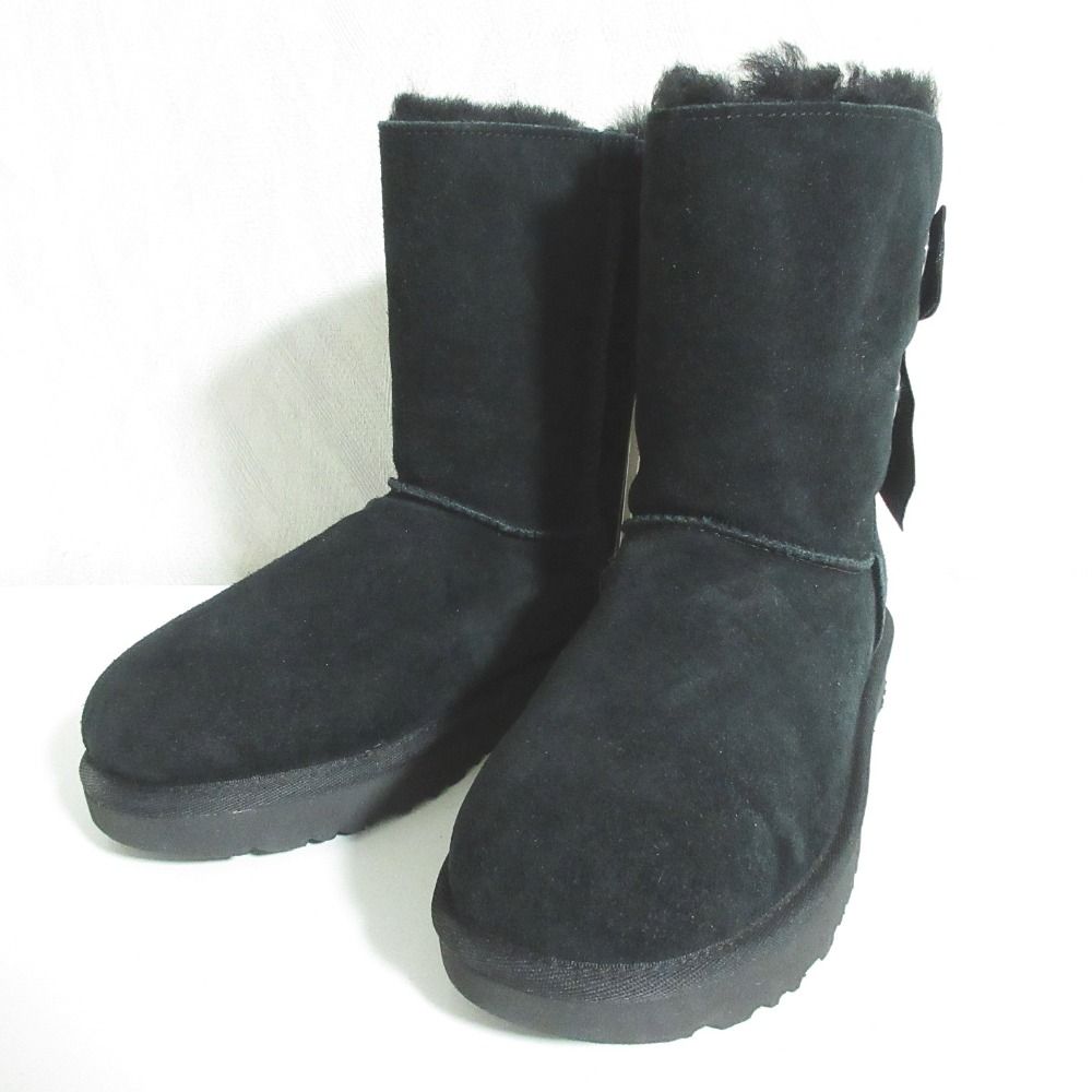 未使用 UGG アグ ベイリーボウ ムートンショートブーツ 1098075 サイズUS6 23cm ブラック レディース 古着 中古 USED