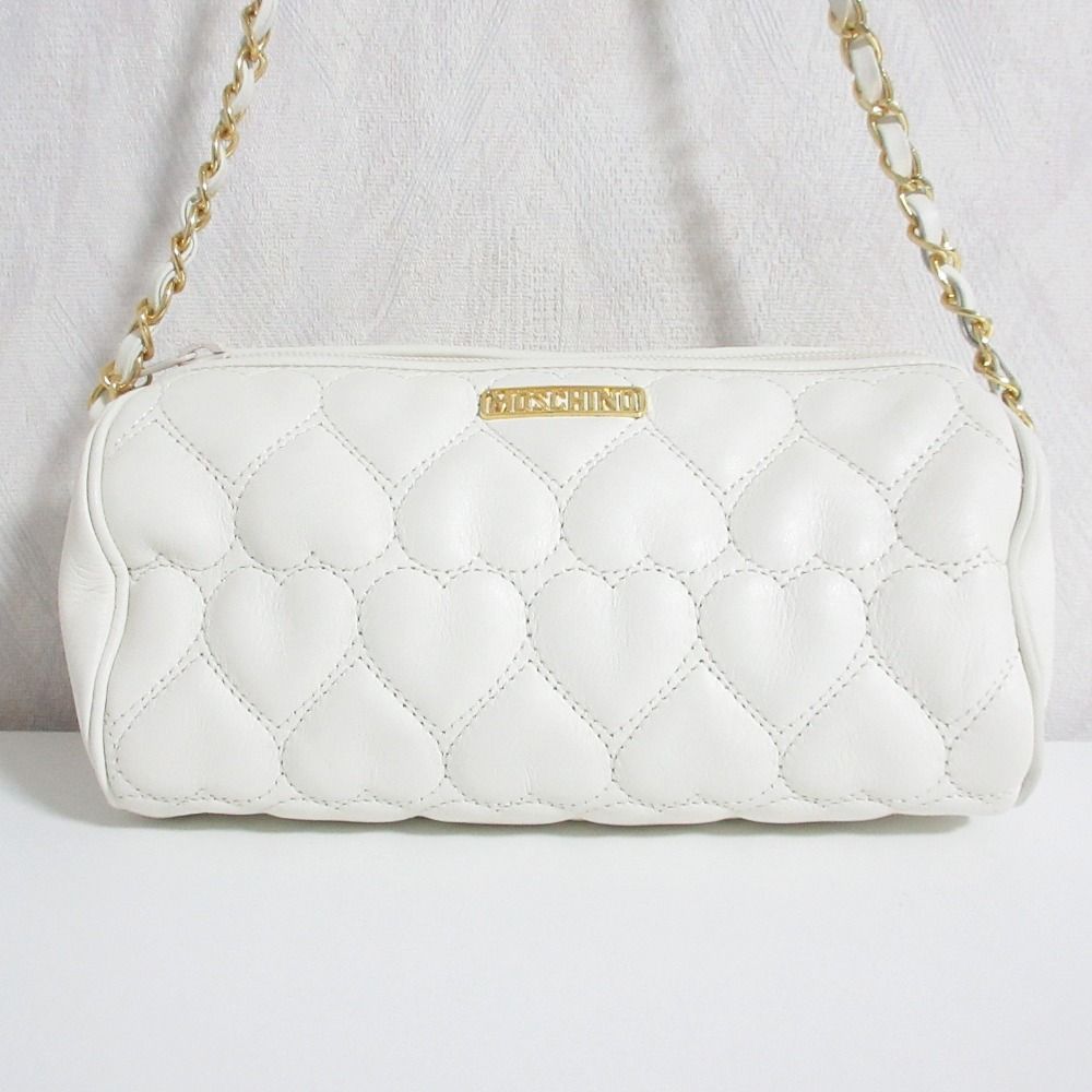 今日限り¥14000！！ MOSCHINO モスキーノ ハート×チェーン細ベルト 美品 MOSCHINO モスキーノ ハートキルティング ドラム チェーン