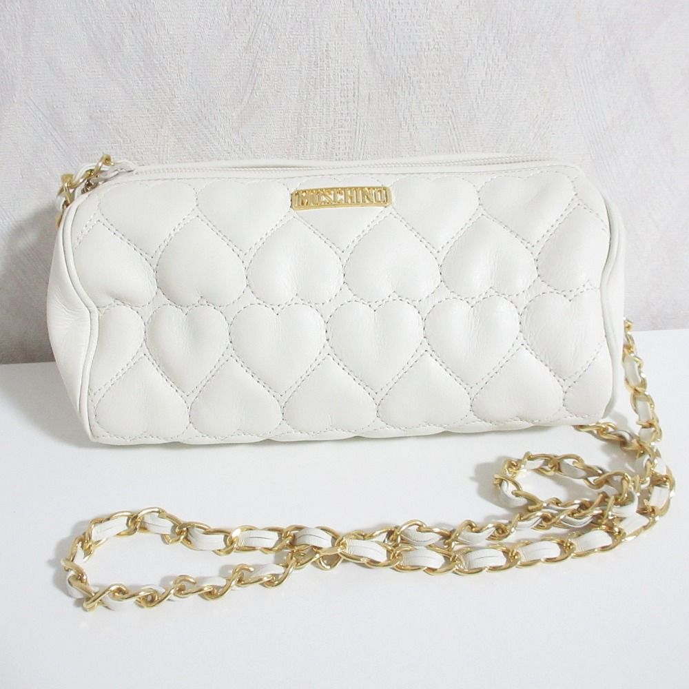美品 MOSCHINO モスキーノ ハートキルティング ドラム チェーン