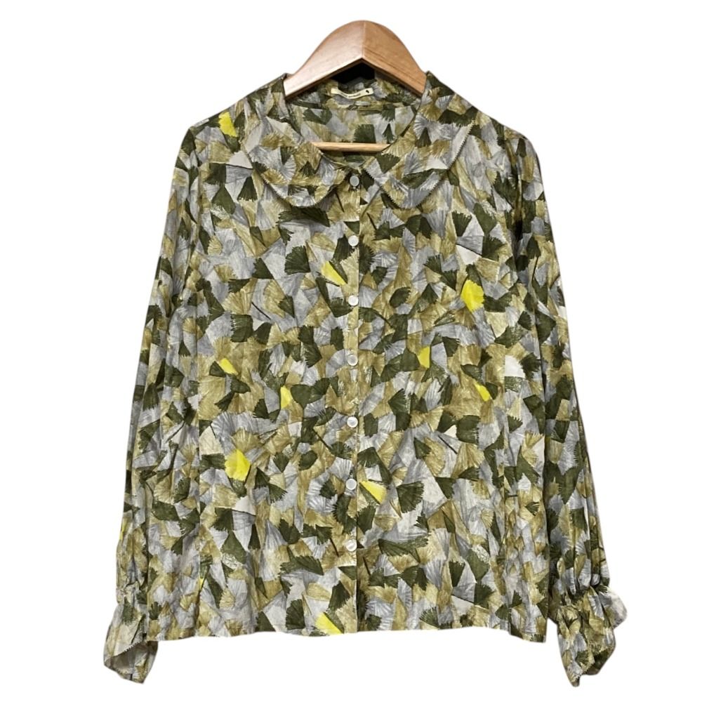 美品 mina perhonen ミナペルホネン aroma ロングスリーブ 丸襟 シルク