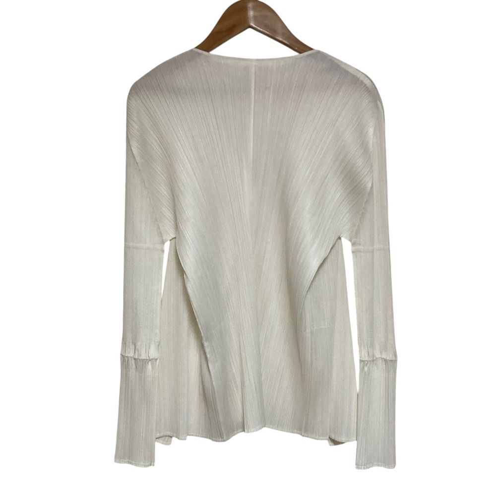 プリーツプリーズ イッセイミヤケ プリーツ カーディガン 変形 4 白 良品 PLEATS PLEASE ISSEY MIYAKE プリーツプリーズ イッセイミヤケ