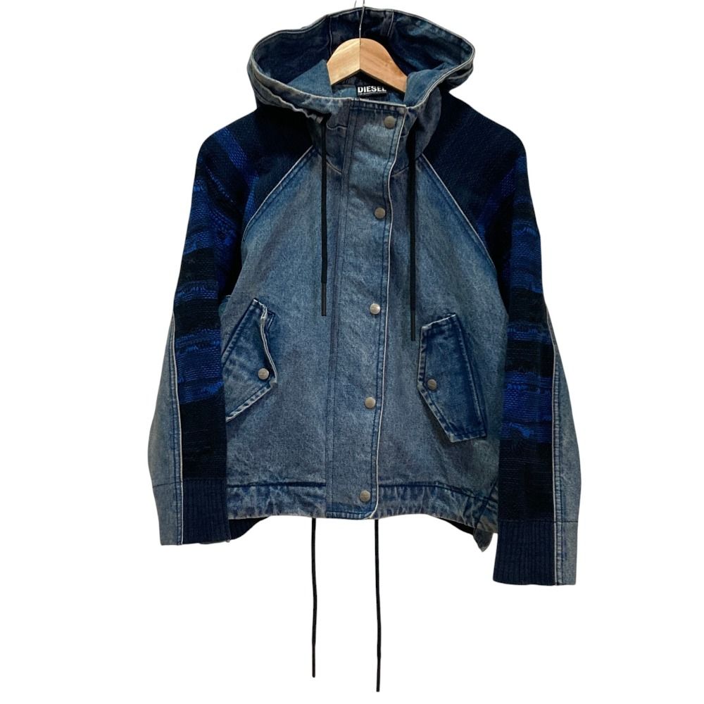 DIESEL ディーゼル ニットドッキング デニムジャケット XS インディゴブルー レディース 古着 中古 USED