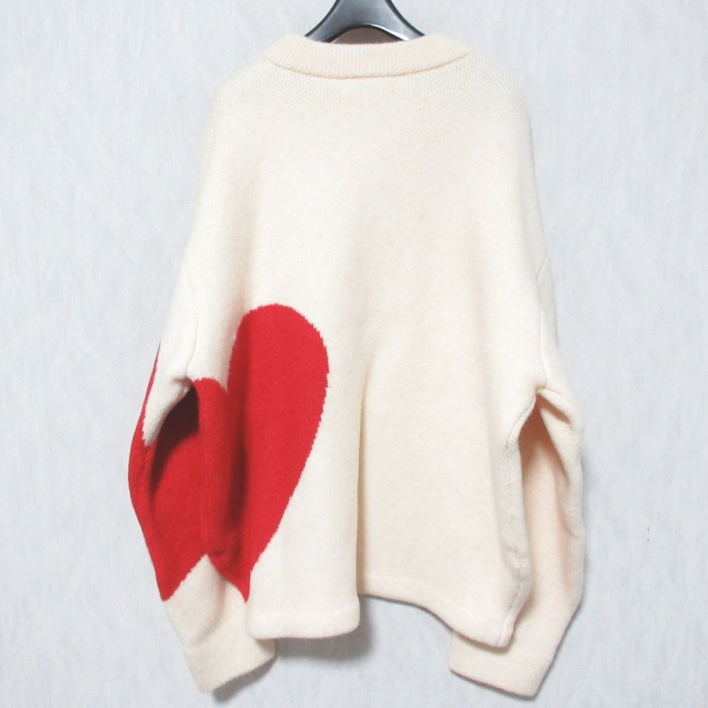 NKNIT(ンニット) 長袖セーター サイズ0 XS レディース美品  - ベージュ×レッド ハート nknit ♡ knit ライン ハート ニット ハート柄の通販 by kayo's shop