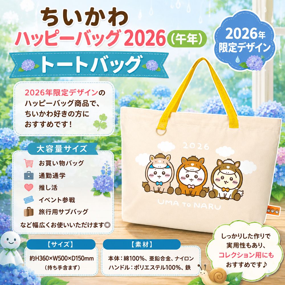 ⚡【新品未使用】ちいかわ ハッピーバッグ2026 午年 トートバッグ 限定