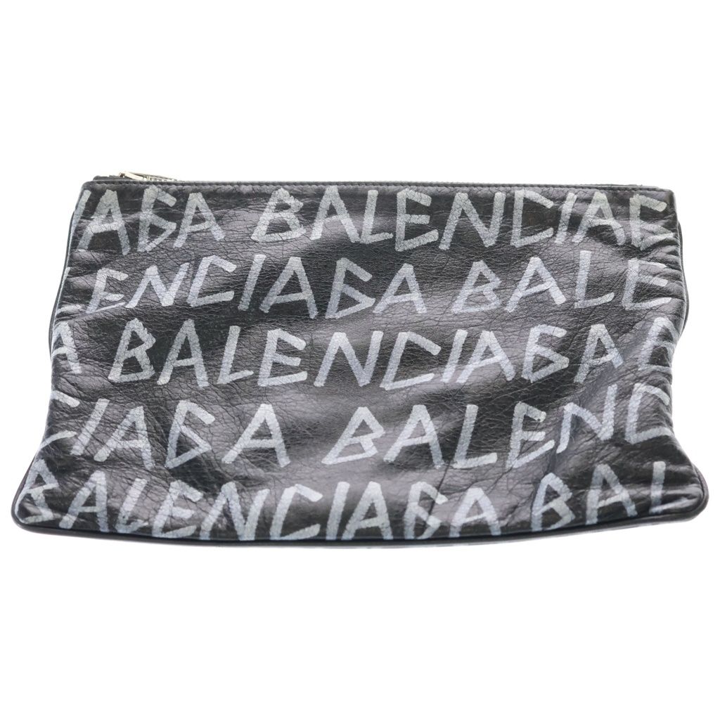 BALENCIAGA (バレンシアガ) キャリークリップ グラフィックロゴプリント セカンドバッグ クラッチバッグ 535532 ブラック