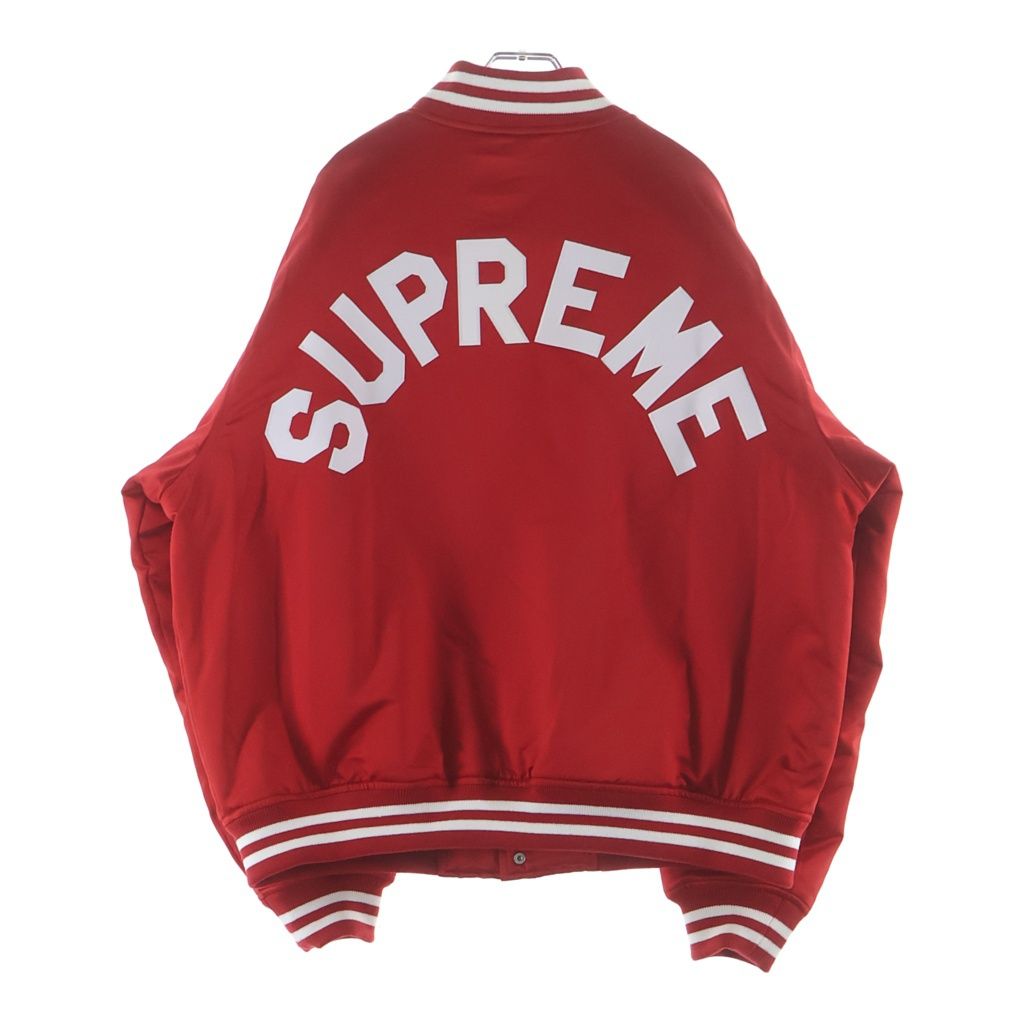 SUPREME (シュプリーム) 24AW ×MITCHELL&NESS Satin Varsity Jacket ミッチェルアンドネス サテンバーシティジャケット レッド