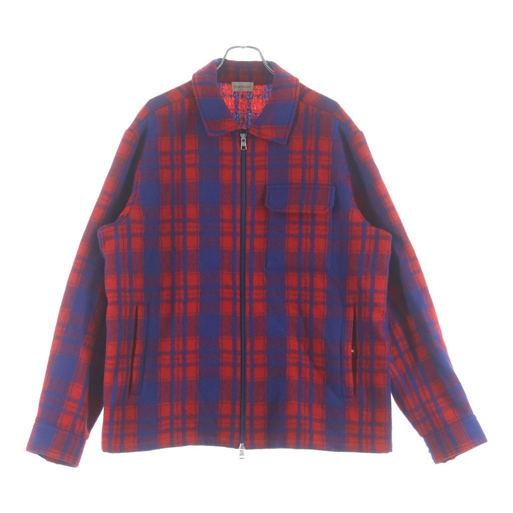 MONCLER モンクレール 23AW CAMICIA Zip Up Wool Jacket ウール チェック柄ジップアップシャツジャケット レッド/ブルー I20912F00005 MONCLER (モンクレール) 23AW CAMICIA Zip Up Wool Jacket ウール