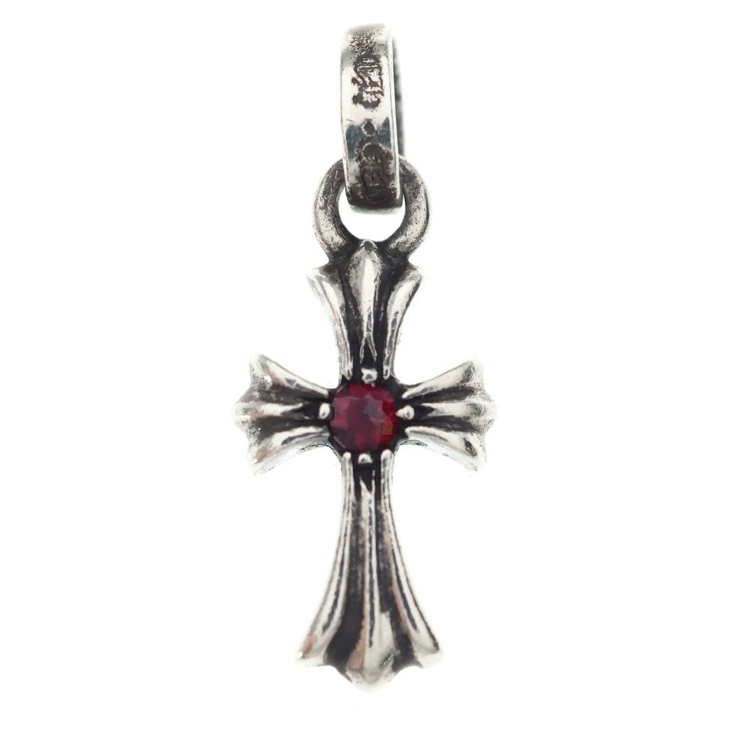 CHROME HEARTS (クロムハーツ) CRS BBYFAT RBY ベイビーファットクロス 両面ルビー ペンダントトップ シルバー