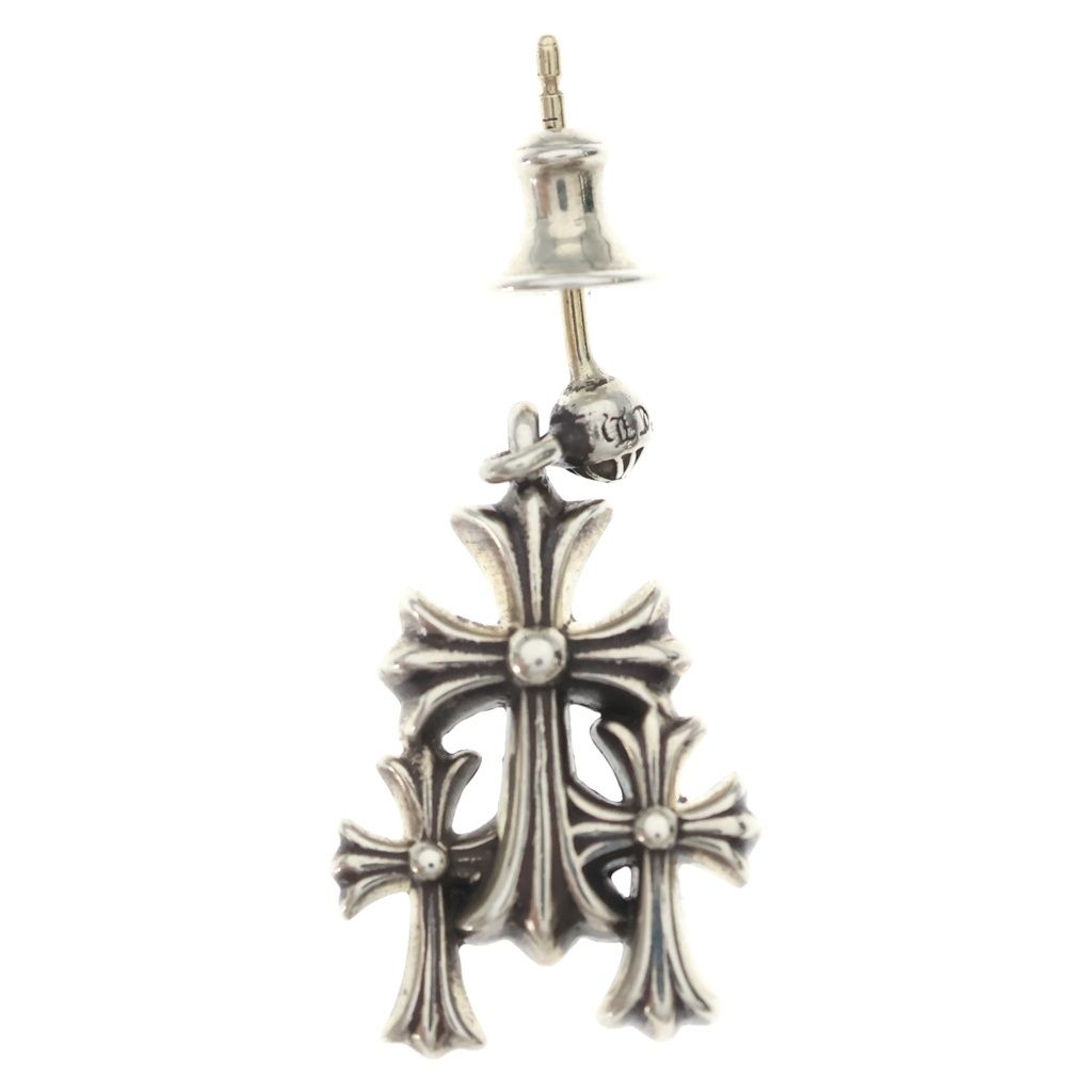 CHROME HEARTS (クロムハーツ) 3CH CROSS DROP トリプルクロス 3クロス ドロップピアス シルバー BCA089
