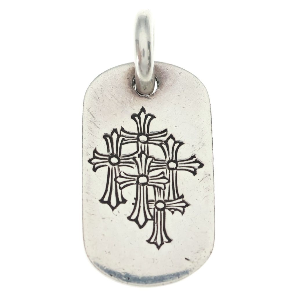CHROME HEARTS (クロムハーツ) D TAG SML スモールドッグタグ セメタリーエングレイブオールド シルバーネックレストップ