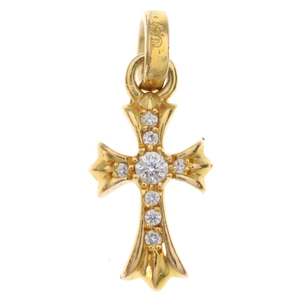 CHROME HEARTS (クロムハーツ) 22K CRS BBYFAT P/DIA ベイビーファットクロス PAVEダイヤ ペンダントトップ ゴールド BCA035