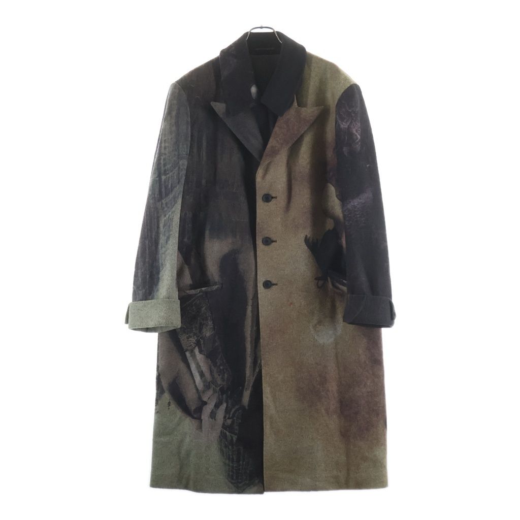 Yohji Yamamoto POUR HOMME (ヨウジヤマモト プールオム) 22AW 総柄フラシ衿 ウール混 ロングコート マルチカラー HE-J15-813