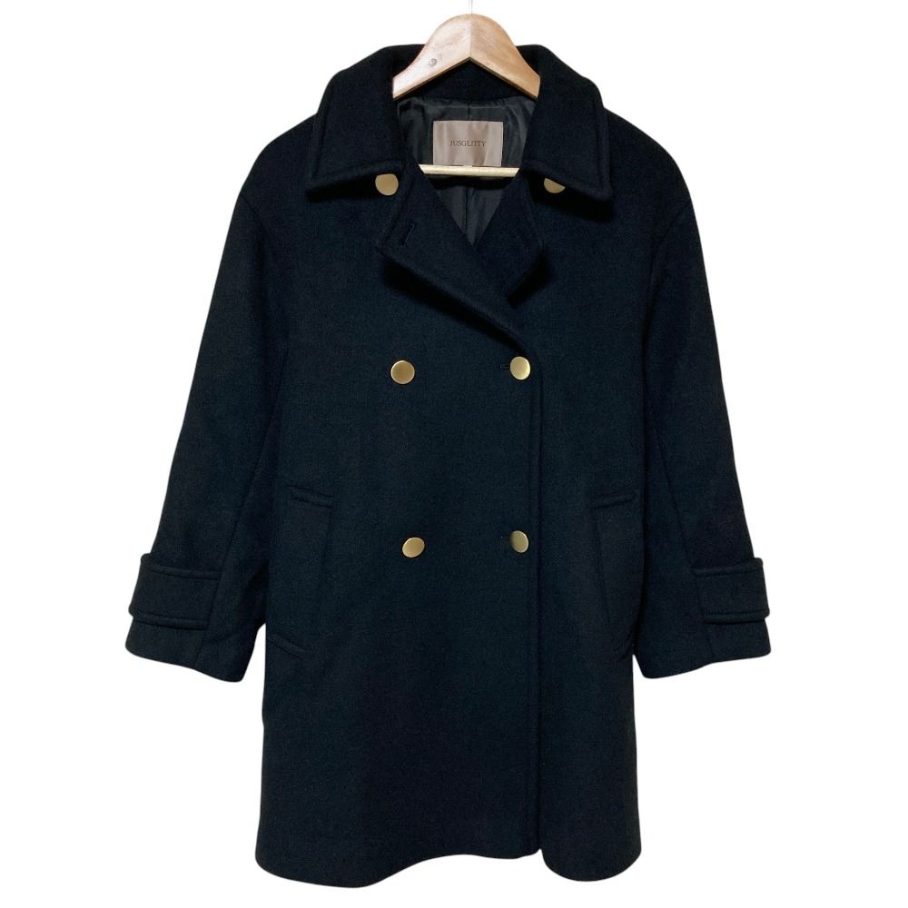 美品 23AW JUSGLITTY ジャスグリッティー スタンダードＰコート 1 ブラック レディース 古着 中古 USED