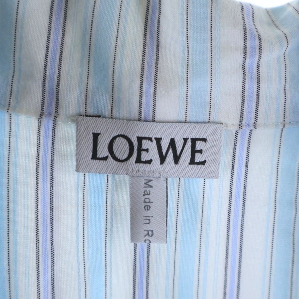 LOEWE (ロエベ) ロゴエンブイダリー 胸ポケット 開襟 ストライプ長袖