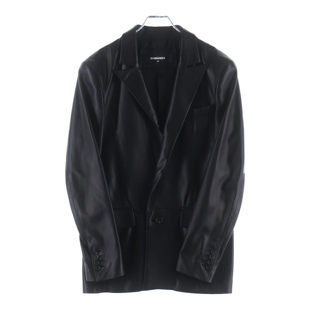 DSQUARED2 (ディースクエアード) Leather blazer シープレザーシングルブレザー ブラック S71BN0957