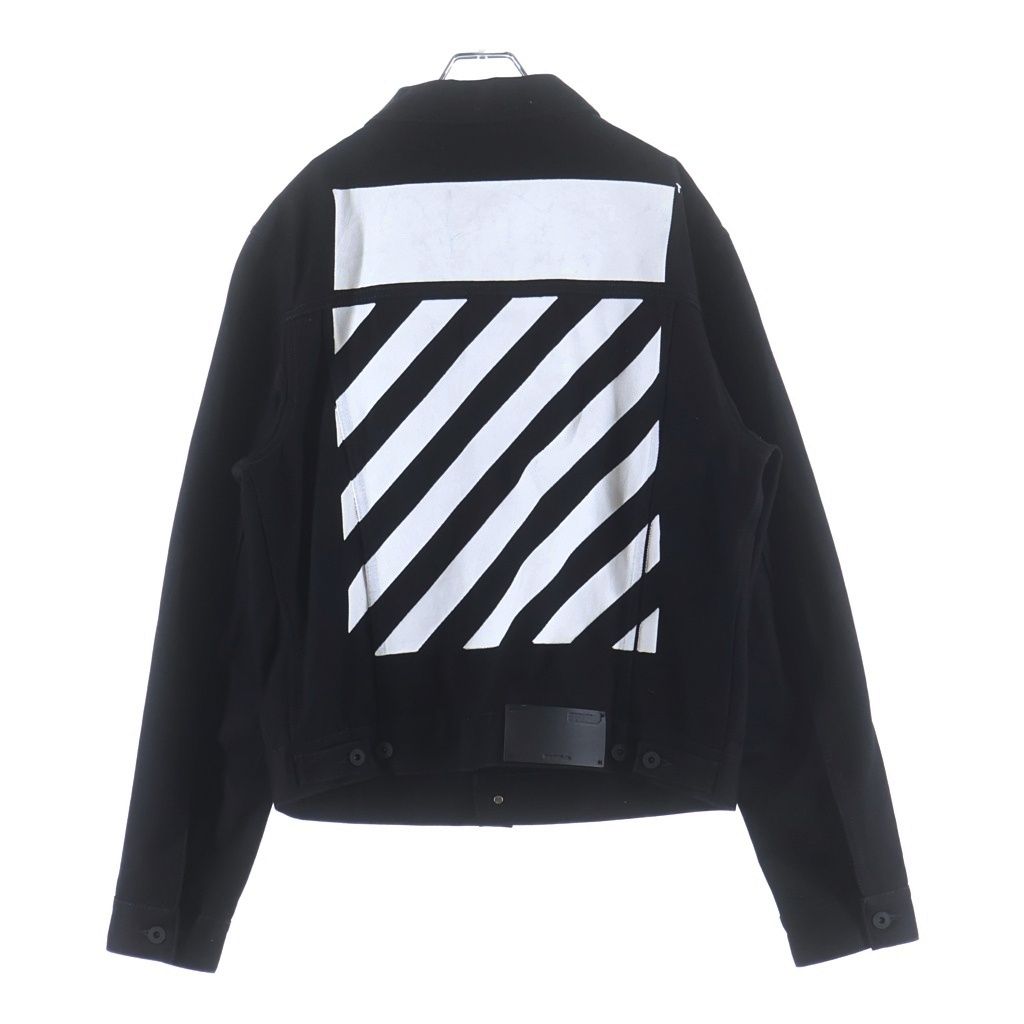 OFF-WHITE (オフホワイト) ロゴプリント デニム トラッカージャケット ブラック OMYE079C99DEN003
