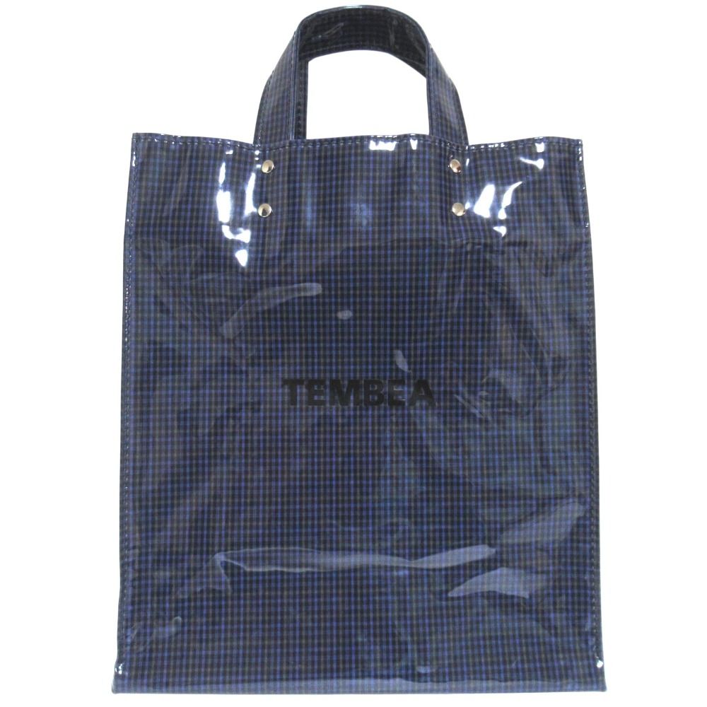 TEMBEA テンベア　パープルチェック PVC ビニール トートバッグ 美品 TEMBEA テンベア チェック柄 撥水 PAPER TOTE PVC ビニル トート