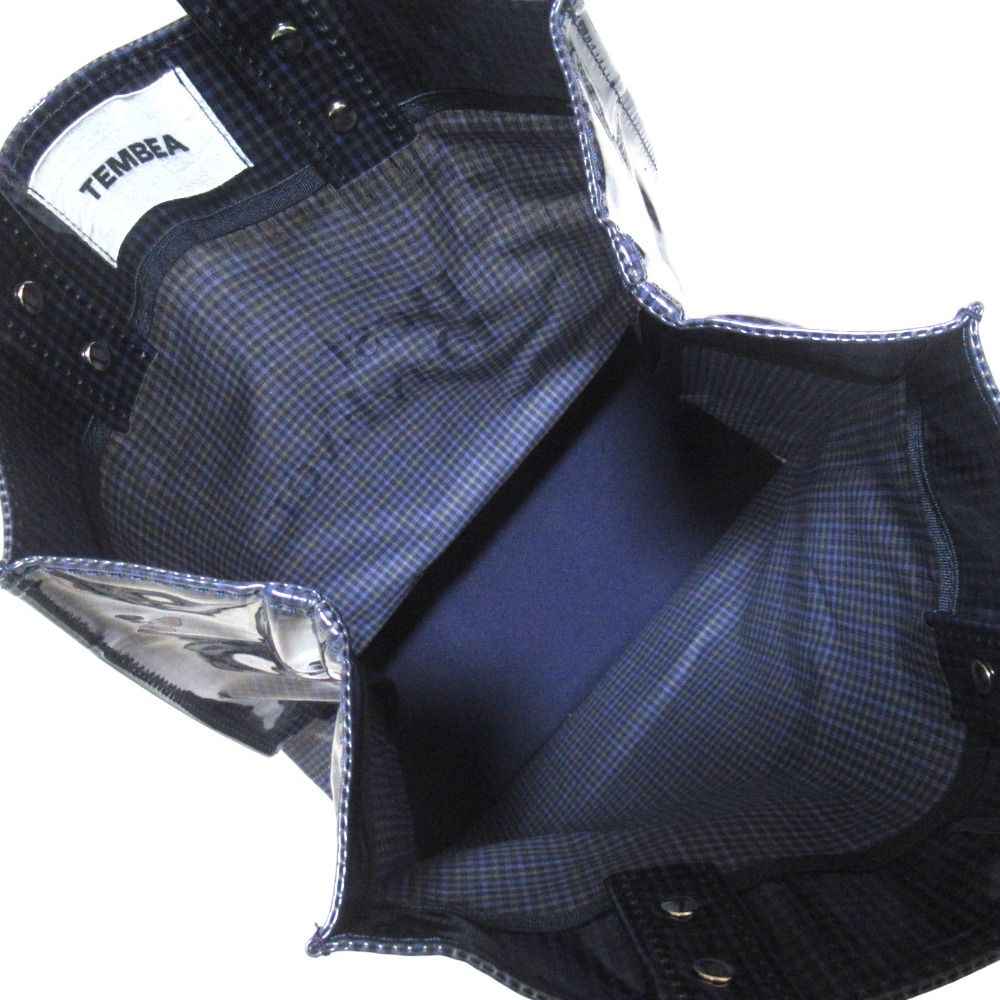 美品 TEMBEA テンベア チェック柄 撥水 PAPER TOTE PVC ビニル トート