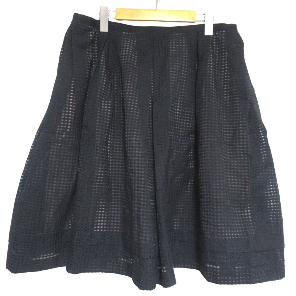 美品 DAISY LIN デイジーリン フォクシー Washable Souffle Skirt フレアスカート 06625 大きいサイズ 42 ブラック レディース 古着 中古 USED